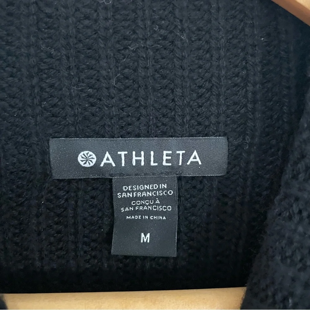 Athleta Black Merino Wool Cashmere Cowl Neck Split Front Sweater Oversized M - Picture 12 of 16